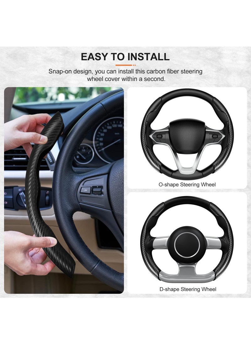 Sweet seven Carbon Fiber Steering Wheel Cover - Non-Slip Universal Fit for Men and Women - Enhance Safety and Style - Black Car Wheel Protector Accessory  - Image 2