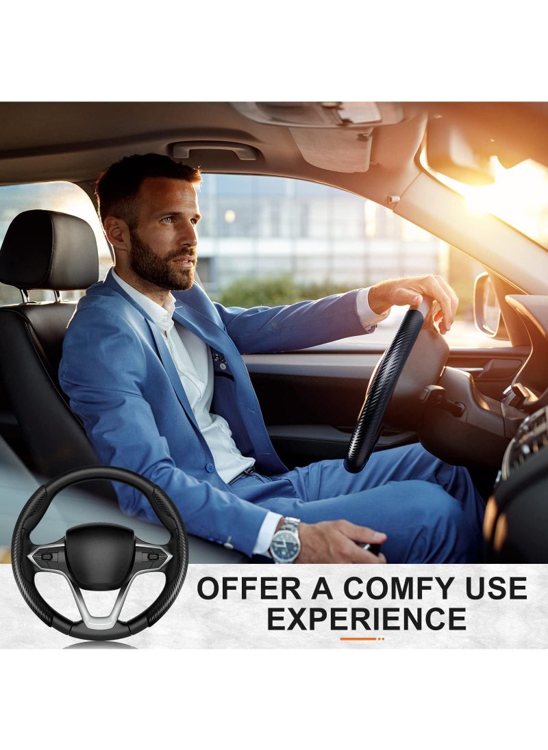 Sweet seven Carbon Fiber Steering Wheel Cover - Non-Slip Universal Fit for Men and Women - Enhance Safety and Style - Black Car Wheel Protector Accessory  - Image 3