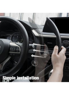 Sweet seven Carbon Fiber Steering Wheel Cover - Non-Slip Universal Fit for Men and Women - Enhance Safety and Style - Black Car Wheel Protector Accessory  - Image 4