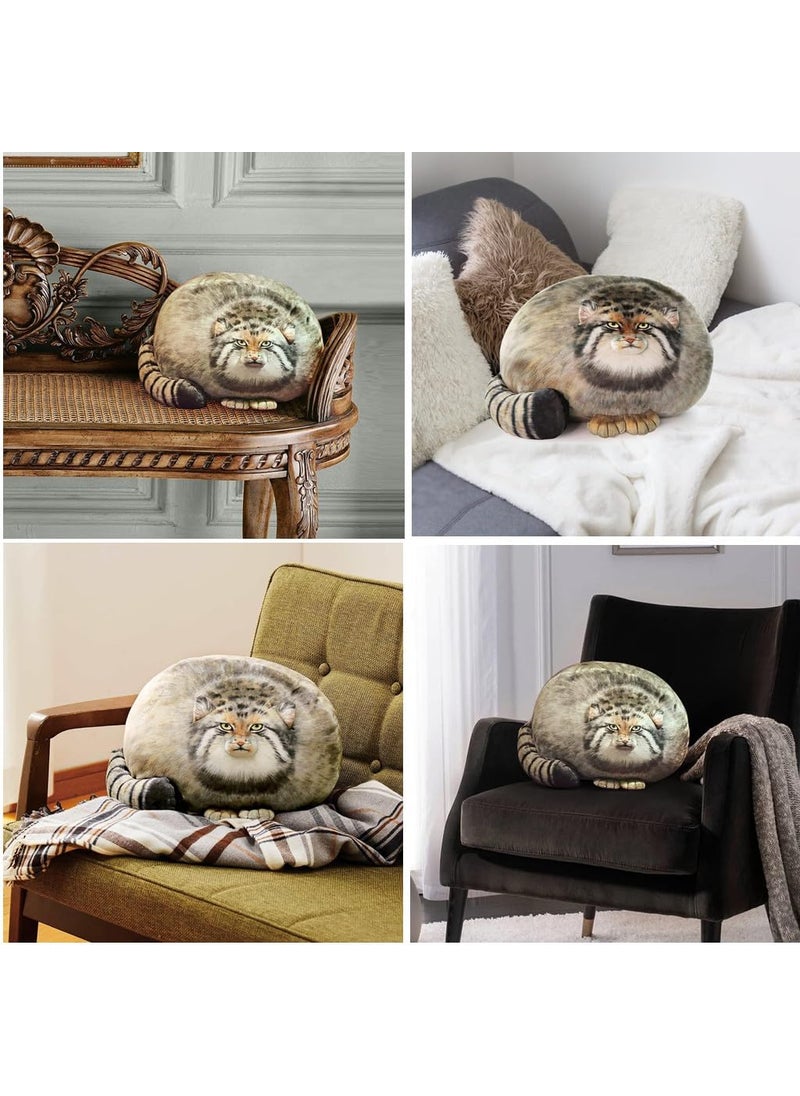 XIAOHONG Chubby Steppe Cat Pillow18 Pallas Cat Plush Pillow Cute Steppe Cat Stuffed Animals Soft Plushies Kitten Plush Throw Pillow Doll Big Plush Toys Gift for Girls Boys Girlfriend  - Image 4