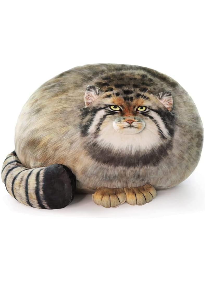 XIAOHONG Chubby Steppe Cat Pillow18 Pallas Cat Plush Pillow Cute Steppe Cat Stuffed Animals Soft Plushies Kitten Plush Throw Pillow Doll Big Plush Toys Gift for Girls Boys Girlfriend  - Image 1
