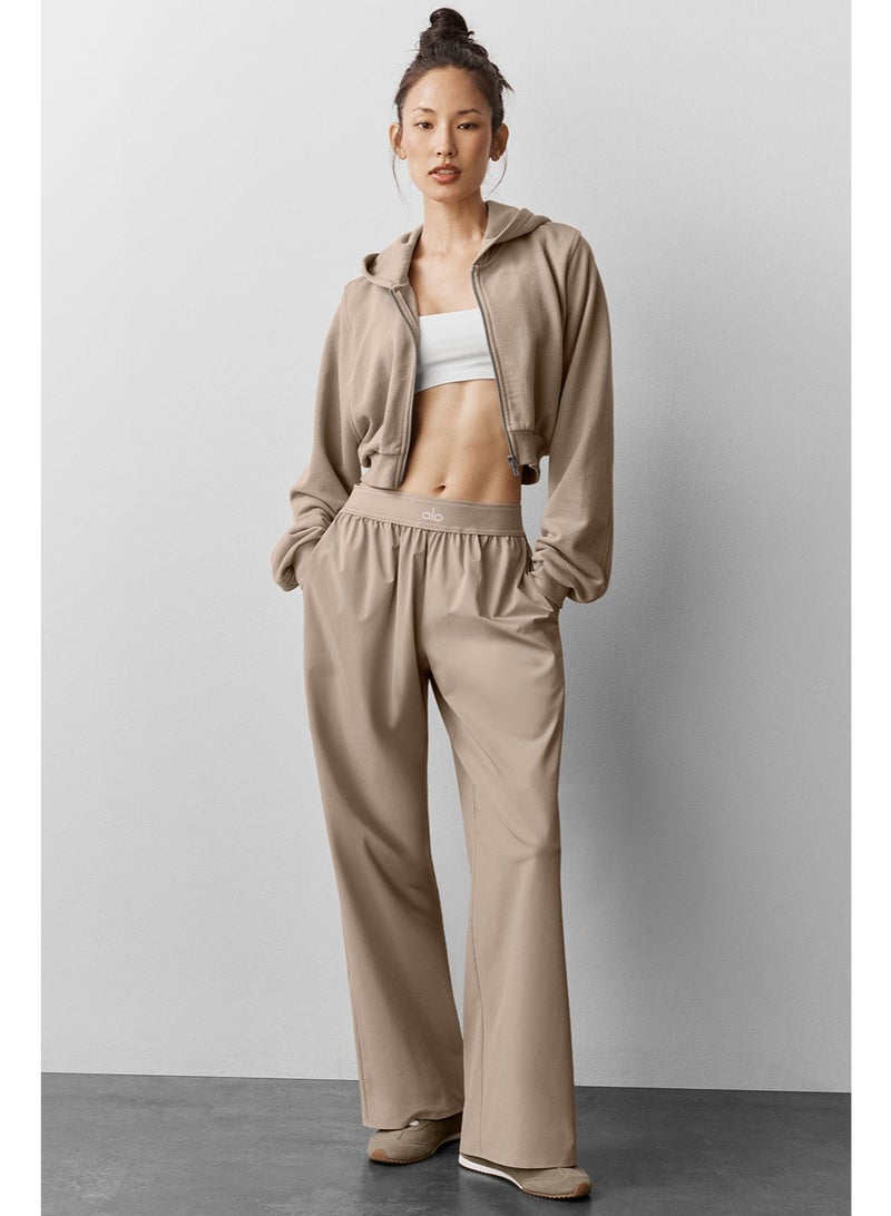 Alo Yoga Thin Loose Straight Wide Leg Yoga Pants Elastic Waist Quick Dry Casual Trousers - Image 5