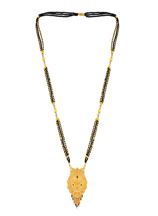 DULCI Traditional Gold-Plated Mangalsutra with Large Teardrop Pendant - Image 3