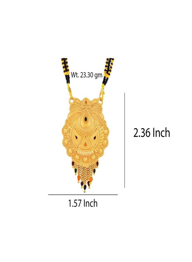 DULCI Traditional Gold-Plated Mangalsutra with Large Teardrop Pendant - Image 2