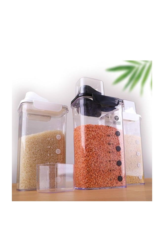 1.5 Liters Cereal Dispenser Easy Flow Storage Jar Plastic Grocery Container Cereal Containers Storage Rice Storage Container for Kitchen one pcs - Image 2