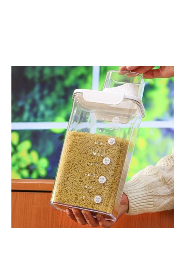 1.5 Liters Cereal Dispenser Easy Flow Storage Jar Plastic Grocery Container Cereal Containers Storage Rice Storage Container for Kitchen one pcs - Image 4
