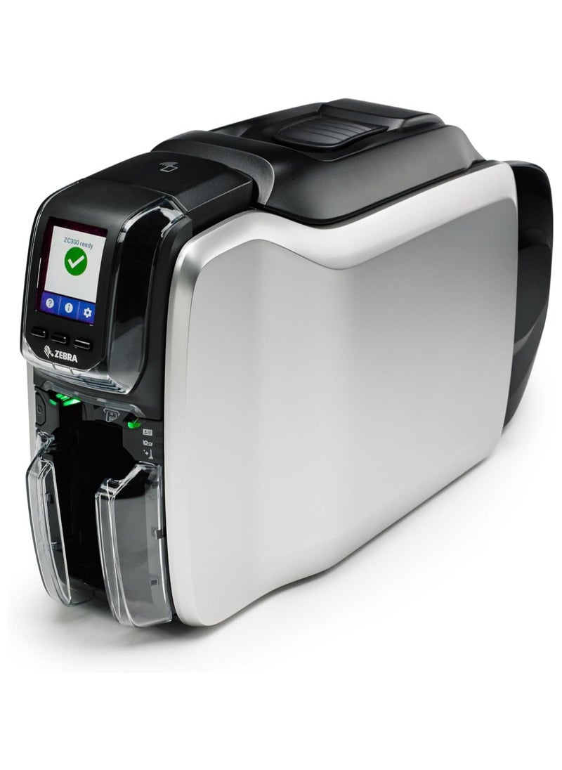 ZEBRA Zebra ZC300 Single-Sided ID Card Printer – 300dpi, USB & Ethernet, UK/EU Power Cord – Black/Silver  - Image 2
