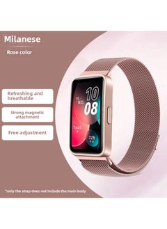 Suitable For HuaweiBracelet 9/8/7/6 Wristband Replacement Strap Watchband Sports Smart Watch Milanese Silicone N-Color:Bracelet 8/9/NFC Strap [rose Pink Milanese] Comes With Film
