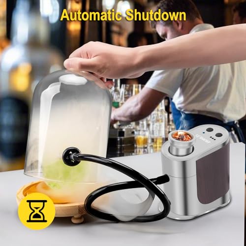 BORUIT Cocktail Smoker Kit Rechargeable-Adjustable Smoking Gun with 3 Settings,Auto Shut Off and 4 Flavors Wood Chips with smoked old fashioned kit - Whiskey Gifts for Men, Dad, Husband(White) - Image 5