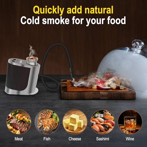 BORUIT Cocktail Smoker Kit Rechargeable-Adjustable Smoking Gun with 3 Settings,Auto Shut Off and 4 Flavors Wood Chips with smoked old fashioned kit - Whiskey Gifts for Men, Dad, Husband(White) - Image 4