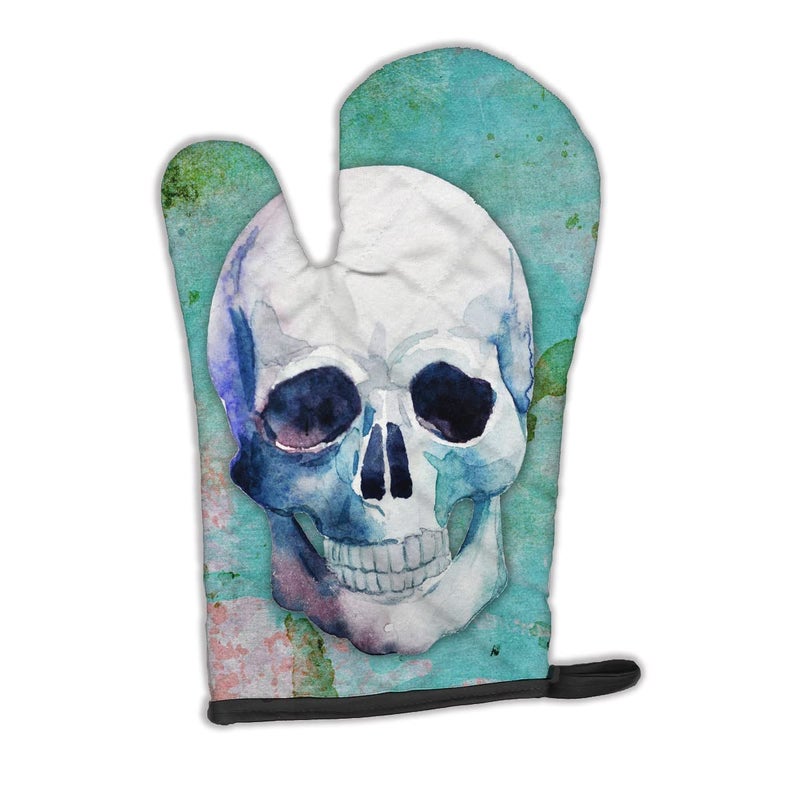Caroline's Treasures BB5123OVMT Day of the Dead Teal Skull Oven Mitt Heat Resistant Thick Oven Mitt for Hot Pans and Oven, Kitchen Mitt Protect Hands, Cooking Baking Glove - Image 1
