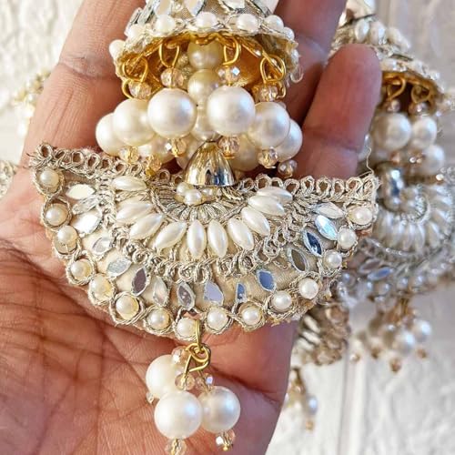 Adikala Craft Store Handmade Ethnic Latkan Tassel Set of 2 for Saree Pallu, Blouse, Suits, Dupatta, Lehenga Decor (Silver Cushion) - Image 3
