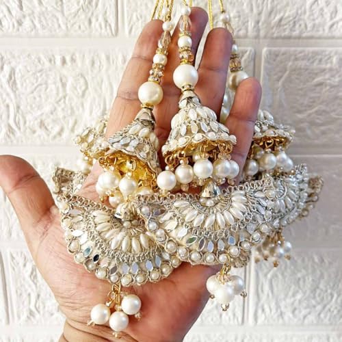 Adikala Craft Store Handmade Ethnic Latkan Tassel Set of 2 for Saree Pallu, Blouse, Suits, Dupatta, Lehenga Decor (Silver Cushion) - Image 1