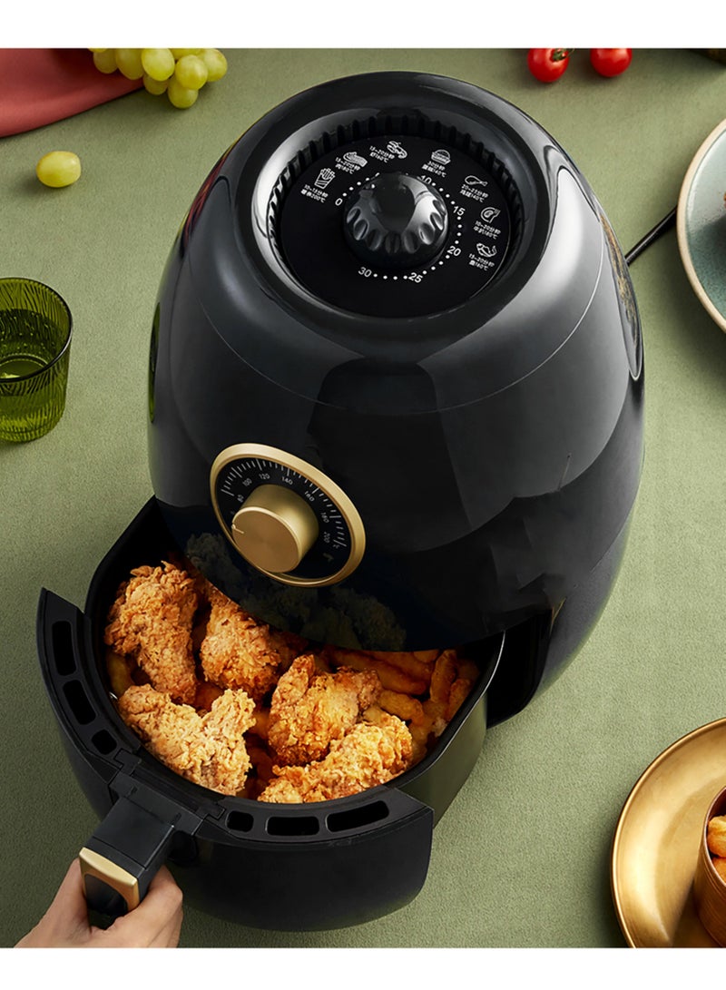 Bear Multifunctional Mechanical Air Fryer Oven 3.0L 1350W Non-stick Oil Free Cooker Auto Shut-Off Frying Machine With Adjustable Timer and Temperature (Black) - Image 1
