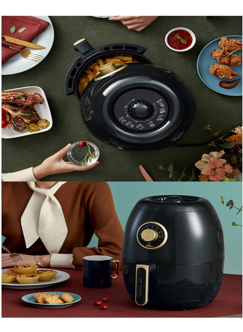 Bear Multifunctional Mechanical Air Fryer Oven 3.0L 1350W Non-stick Oil Free Cooker Auto Shut-Off Frying Machine With Adjustable Timer and Temperature (Black) - Image 4