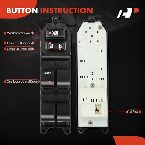 A-Premium Master Power Window Switch Compatible with Toyota Camry 2007-2009, Tacoma 2012-2015, Yaris 2007-2015, Front Left Driver Side, Replace# 8482006070, 8482006071 - Image 4