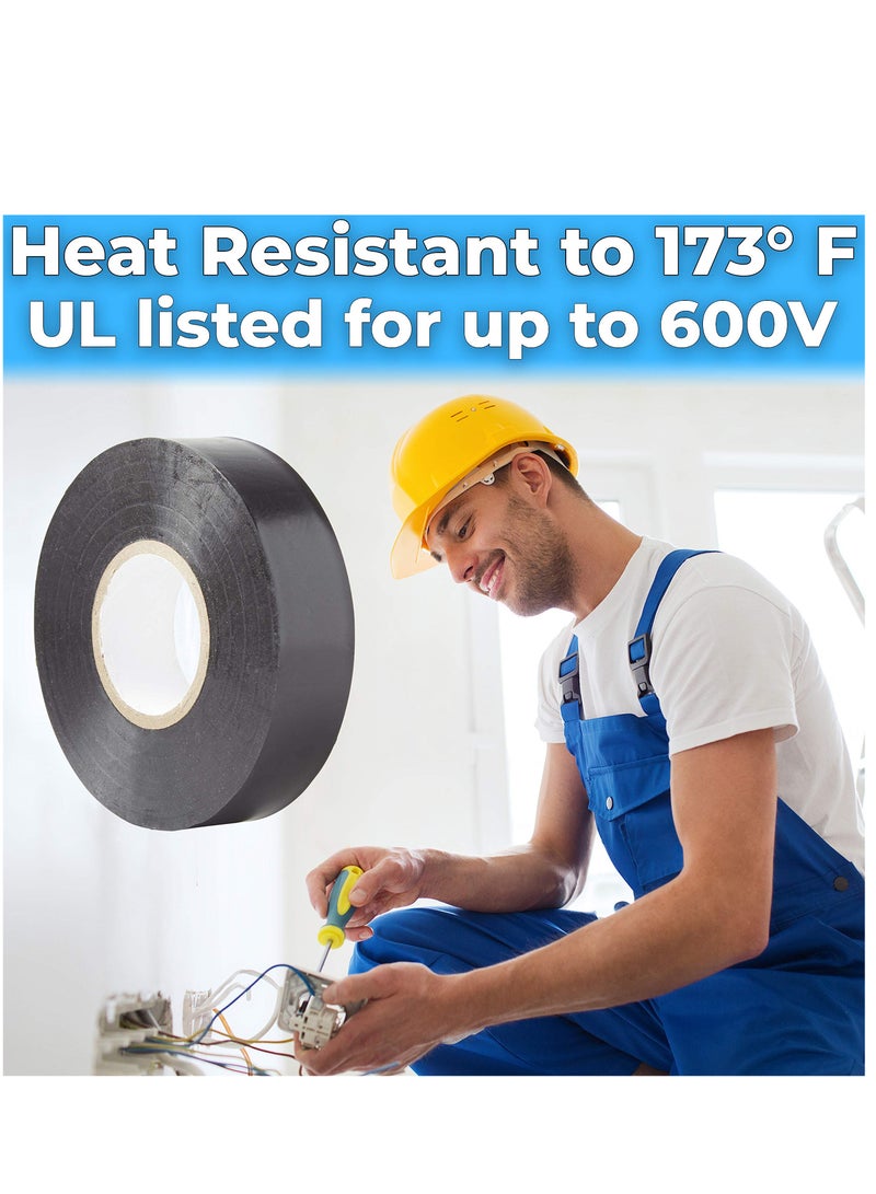 KASTWAVE Black Electrical Tape Jumbo Roll 10 Pack, Huge 60 Foot Rolls Of 3/4 Inch PVC Vinyl With Ultra Weather-Resistant Adhesive. Withstands High Heat for Electrician Automotive Use - Image 2