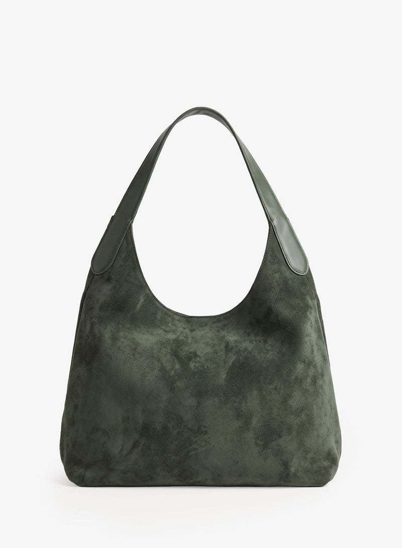 ELLA Forest Green Suede Slouch Tote - Image 1
