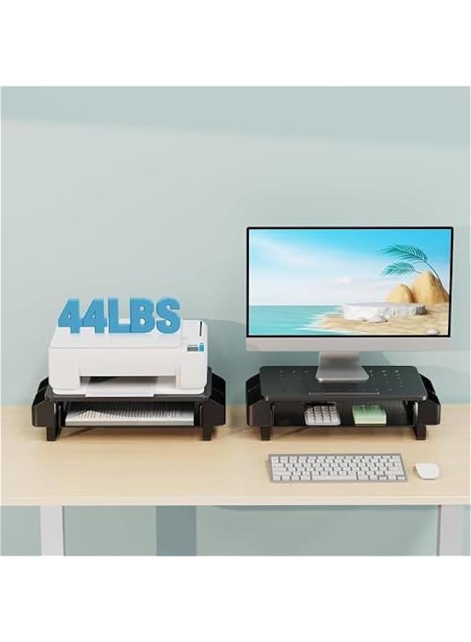 Monitor Stand Riser with Drawer,Monitor Riser with Side Storage Pockets for Desk,Metal Monitor Stand for Laptop,PC Screen,Printer,Computer Monitor Stand for Home Office - Image 1