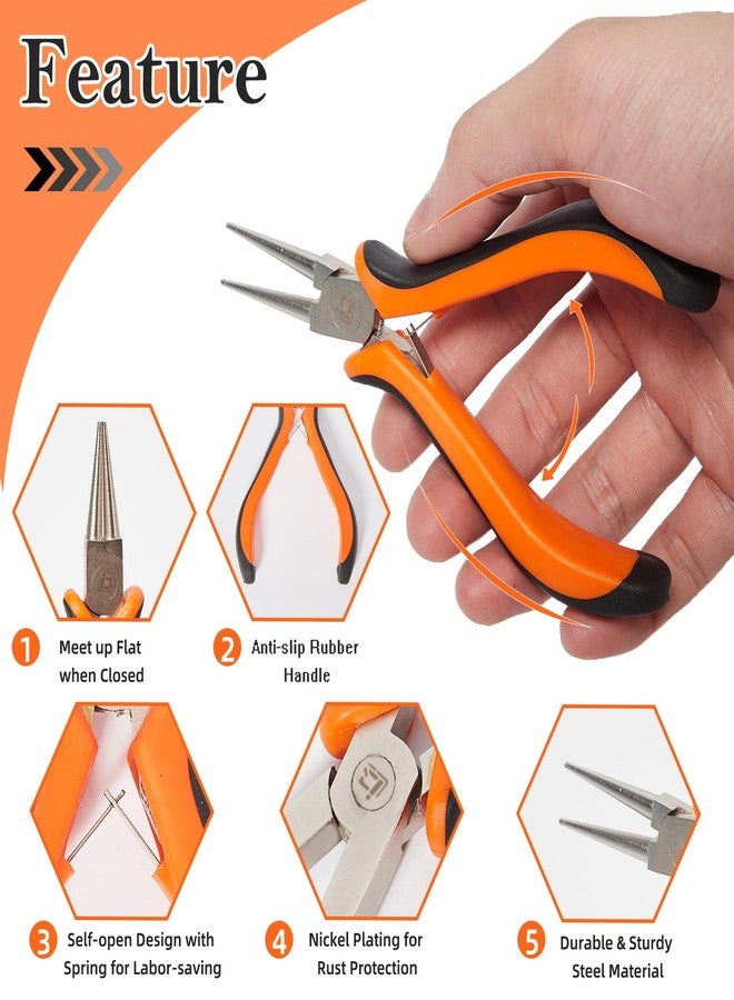 IQIANS 6PCS Jewelry Pliers Set with Acrylic Pallet, Needle Nose Pliers, Wire Cutters, Nylon Jaw Pliers etc. Jewelry Making Kit Tools for DIY Jewelry Repair, Wire Wrapping, Beading and Earring Crafts - Image 3