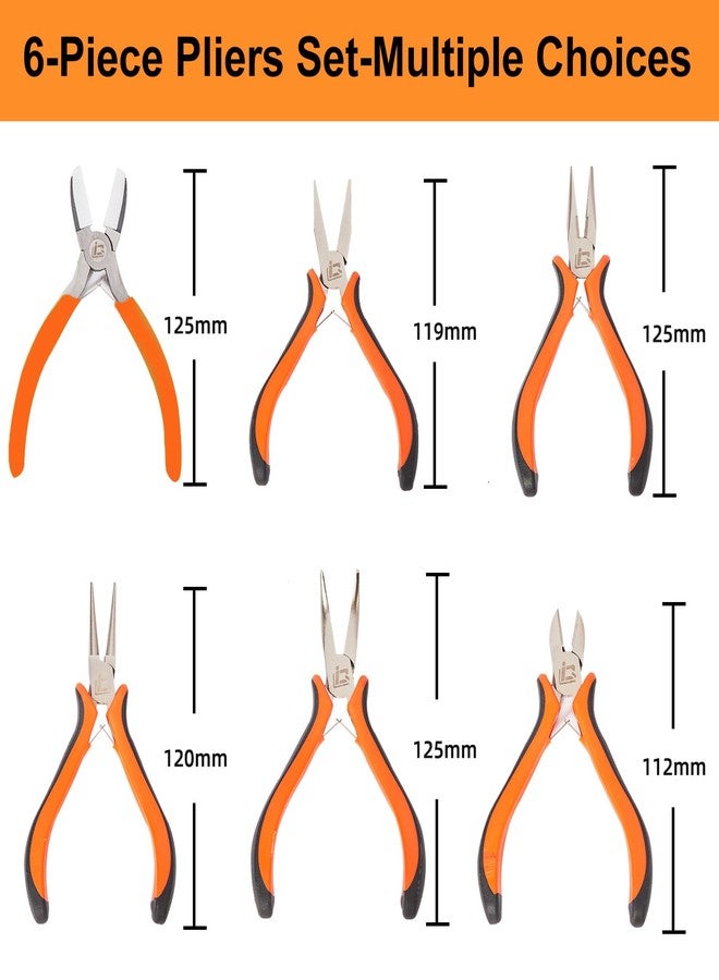 IQIANS 6PCS Jewelry Pliers Set with Acrylic Pallet, Needle Nose Pliers, Wire Cutters, Nylon Jaw Pliers etc. Jewelry Making Kit Tools for DIY Jewelry Repair, Wire Wrapping, Beading and Earring Crafts - Image 4