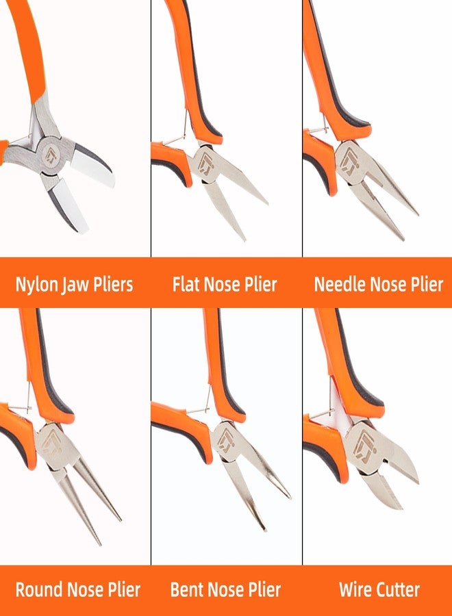 IQIANS 6PCS Jewelry Pliers Set with Acrylic Pallet, Needle Nose Pliers, Wire Cutters, Nylon Jaw Pliers etc. Jewelry Making Kit Tools for DIY Jewelry Repair, Wire Wrapping, Beading and Earring Crafts - Image 5