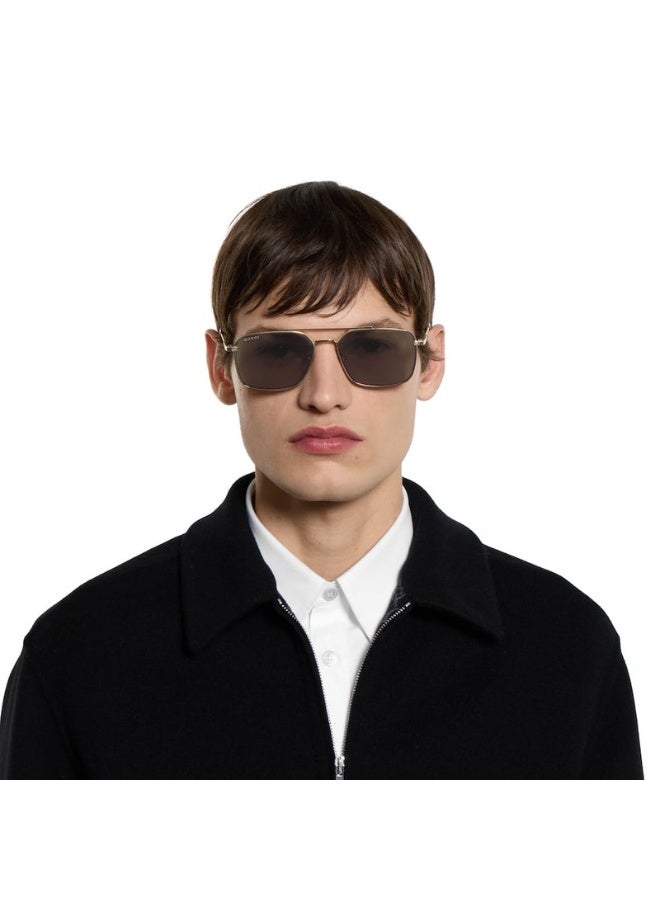 GUCCI نظارات شمسية مستطيلة ذهبية بنية Aurea GG1957SA 002 مقاس 58 - Image 5