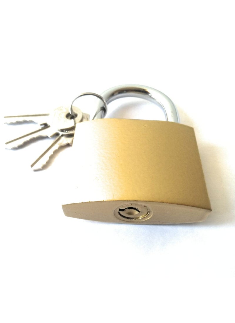 Hookcart Hookcart Pressing Brass Polished Lock with 3 Key Steel Hardened Shackle Double Locking 63 mm Gold Pack of 1  - Image 2