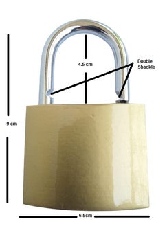 Hookcart Hookcart Pressing Brass Polished Lock with 3 Key Steel Hardened Shackle Double Locking 63 mm Gold Pack of 1  - Image 5