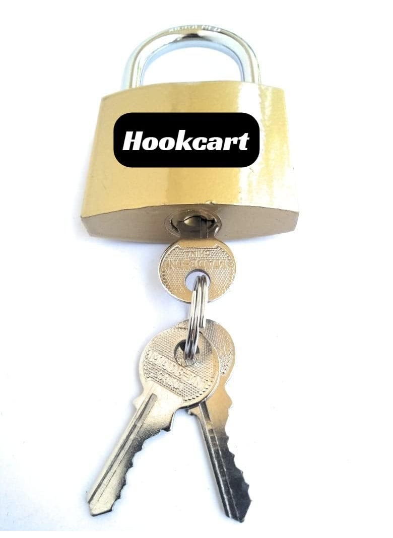 Hookcart Hookcart Pressing Brass Polished Lock with 3 Key Steel Hardened Shackle Double Locking 63 mm Gold Pack of 1  - Image 1