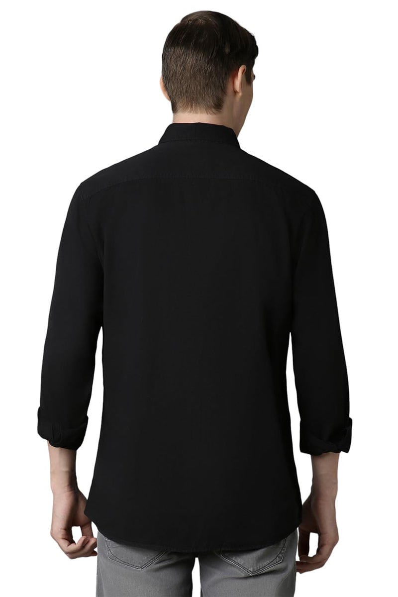 Louis Philippe Men's Cotton Slim Fit Shirt (Lrsfnslpt85910_Black) - Image 3