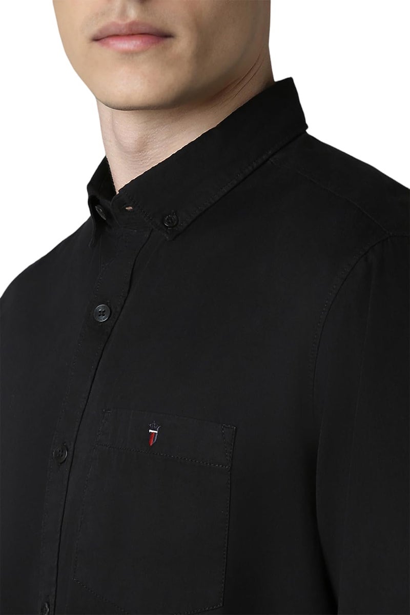 Louis Philippe Men's Cotton Slim Fit Shirt (Lrsfnslpt85910_Black) - Image 4