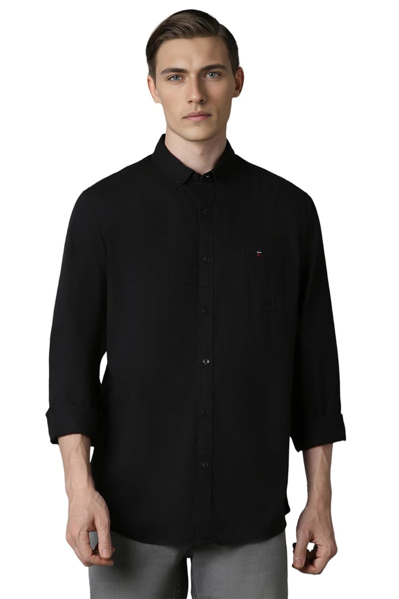 Louis Philippe Men's Cotton Slim Fit Shirt (Lrsfnslpt85910_Black) - Image 1