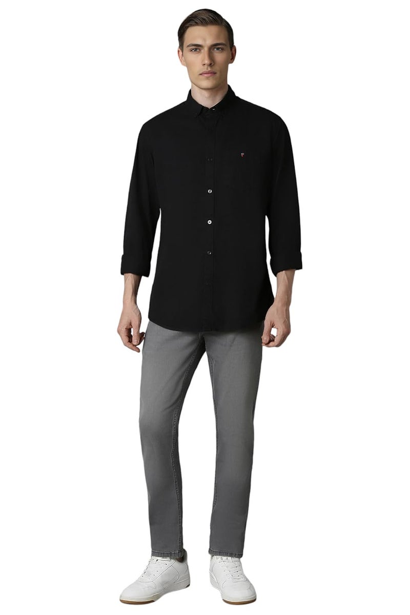 Louis Philippe Men's Cotton Slim Fit Shirt (Lrsfnslpt85910_Black) - Image 5