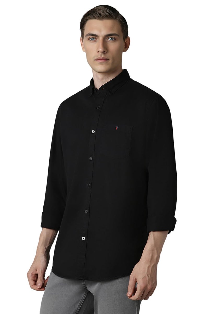 Louis Philippe Men's Cotton Slim Fit Shirt (Lrsfnslpt85910_Black) - Image 2
