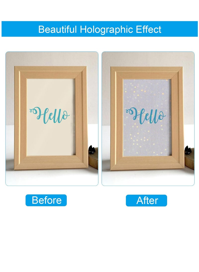 TFiOXL 20 Sheets Sand Stars Holographic Sticker Paper A4 Size Glitter Clear Holographic Overlay Laminating Film Self Adhesive Vinyl Sheets - Image 2