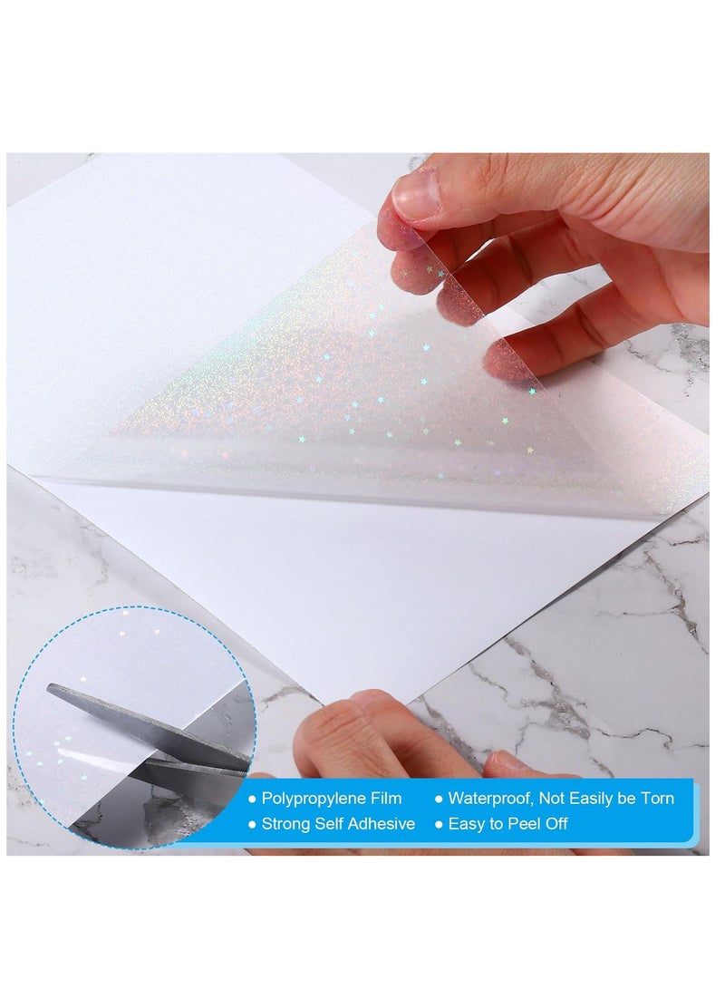 TFiOXL 20 Sheets Sand Stars Holographic Sticker Paper A4 Size Glitter Clear Holographic Overlay Laminating Film Self Adhesive Vinyl Sheets - Image 3
