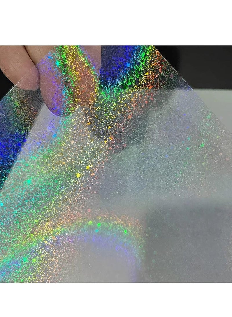 TFiOXL 20 Sheets Sand Stars Holographic Sticker Paper A4 Size Glitter Clear Holographic Overlay Laminating Film Self Adhesive Vinyl Sheets - Image 5