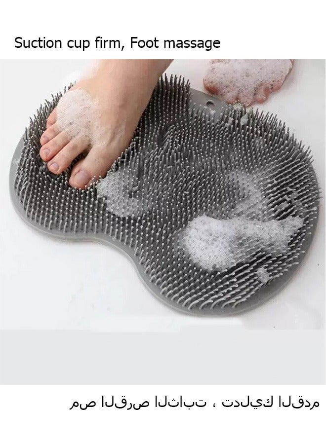 Foot Scrubber & Back Scrubber – No Bend Design! | Silicone Exfoliating Brush with Suction Cup (Floor/Wall) | Hygienic Shower Loofah | vs Traditional Loofahs (1 Pack, Grey)  - Image 1