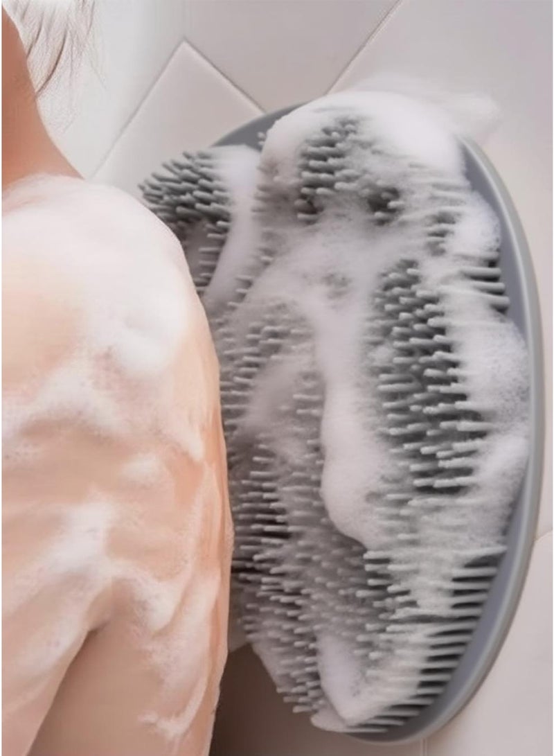Foot Scrubber & Back Scrubber – No Bend Design! | Silicone Exfoliating Brush with Suction Cup (Floor/Wall) | Hygienic Shower Loofah | vs Traditional Loofahs (1 Pack, Grey)  - Image 2