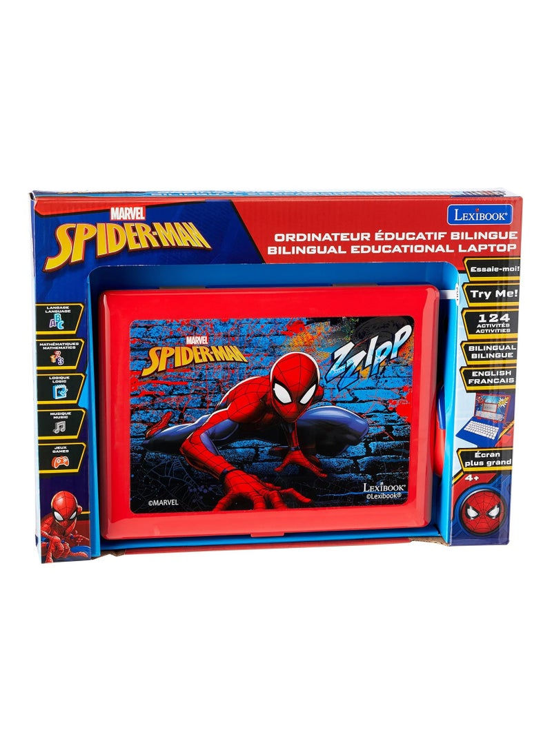 Lexibook ديزني مارفل سبايدر مان - لابتوب تعليمي ثنائي اللغة فرنسي/إنجليزي - لعبة للأطفال (أولاد وبنات) 124 نشاط، تعلم، ألعاب وموسيقى