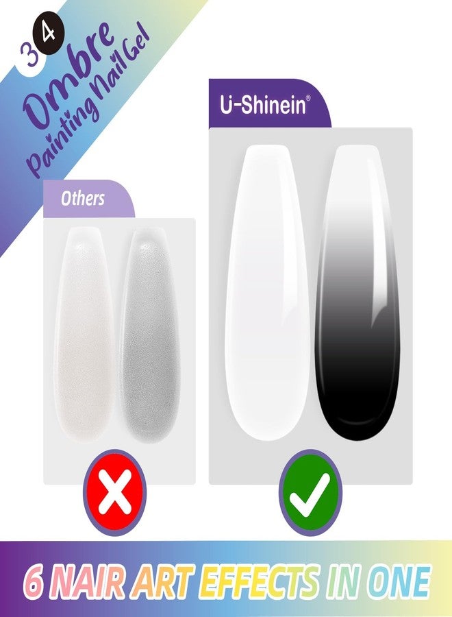 U-Shinein 2 Pcs Ombre Gel Nail Polish Set,Black&White Painting Nail Gel with 50Pcs Nail Sponges & 4 Claws Metal Grabber for DIY Nail Art（02） - Image 4