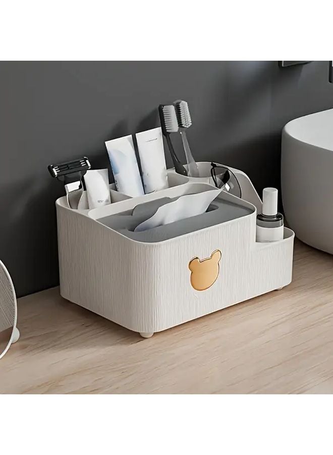 Haoyuebai Multifunctional Desktop Organizer with Drawers and Tablet Holder - Image 2