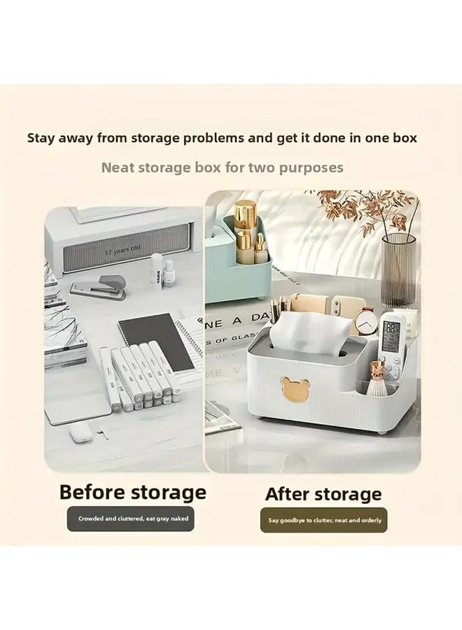 Haoyuebai Multifunctional Desktop Organizer with Drawers and Tablet Holder - Image 4