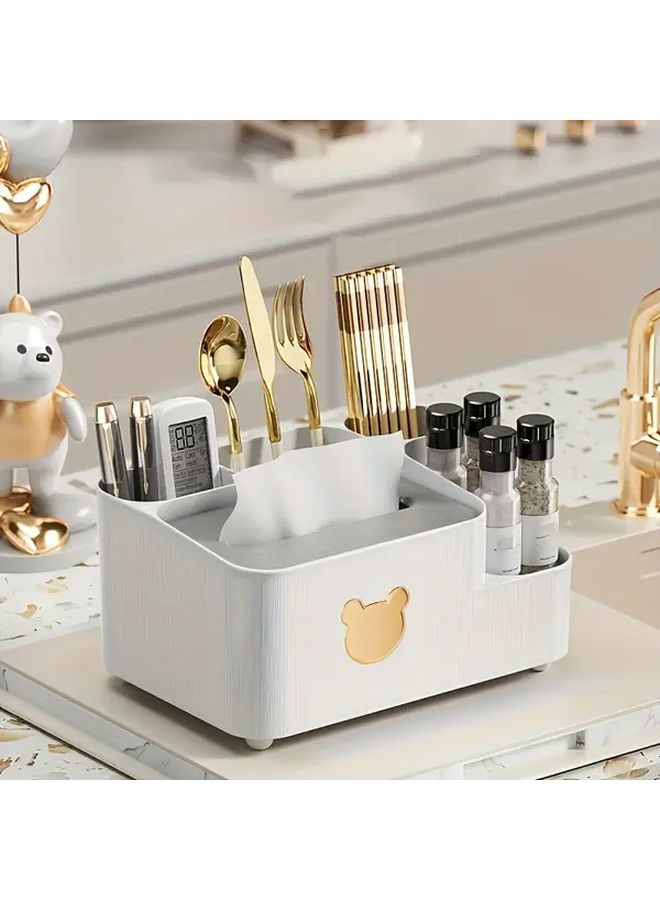 Haoyuebai Multifunctional Desktop Organizer with Drawers and Tablet Holder - Image 5