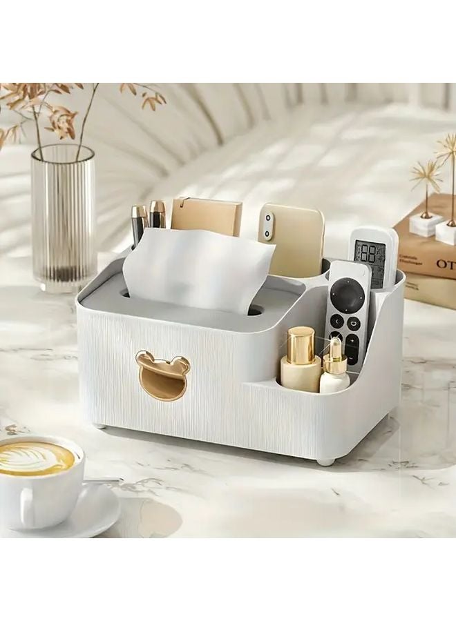 Haoyuebai Multifunctional Desktop Organizer with Drawers and Tablet Holder - Image 1