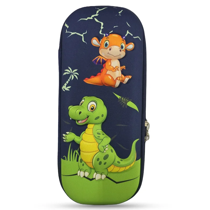 كوكوبي Cocobee Dino Baby Pencil Case With Internal Mesh Pocket, Sturdy Build, Zipper Closure – Boys, 3+ Years, Multicolor