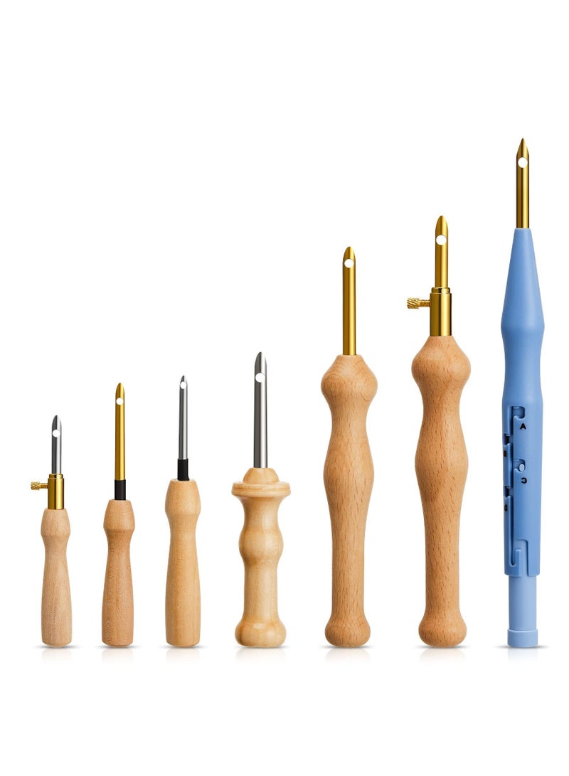 Punch Needle Embroidery Kits, 7 Pcs Adjustable Rug Yarn Punch Needle, Wooden Handle Embroidery Pen,Embroidery Hoops,scissors, Needle Threader, Punch Needle Cloth for DIY Starter Kit - Image 1
