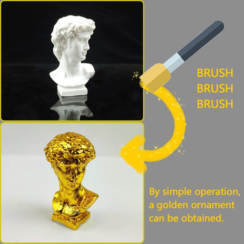 MUFUN MUFUN Gold Leaf Adhesive Kit 100ml Gilding Adhesive 100ml Metal Leaf Varnish 2 Brushes 2 Small Brushes 2 Disposable Gloves WaterBased Clear Craft Art Use  - Image 4