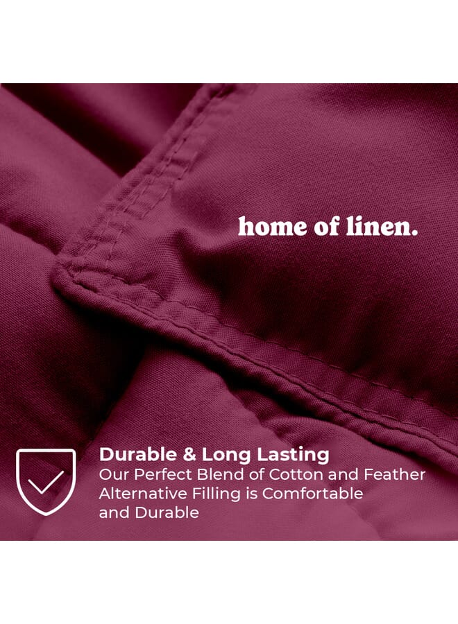 Home of linens Cotton - Plain - 3 Pieces Heavy Comforter Set - 2.8Kgs - Down Alternative Filling - (For Matress 100cm/120cm) - Size (180cm x 240cm) + 2 Pillow Case Covers (50cm x 70cm) - Eggplant - Image 3
